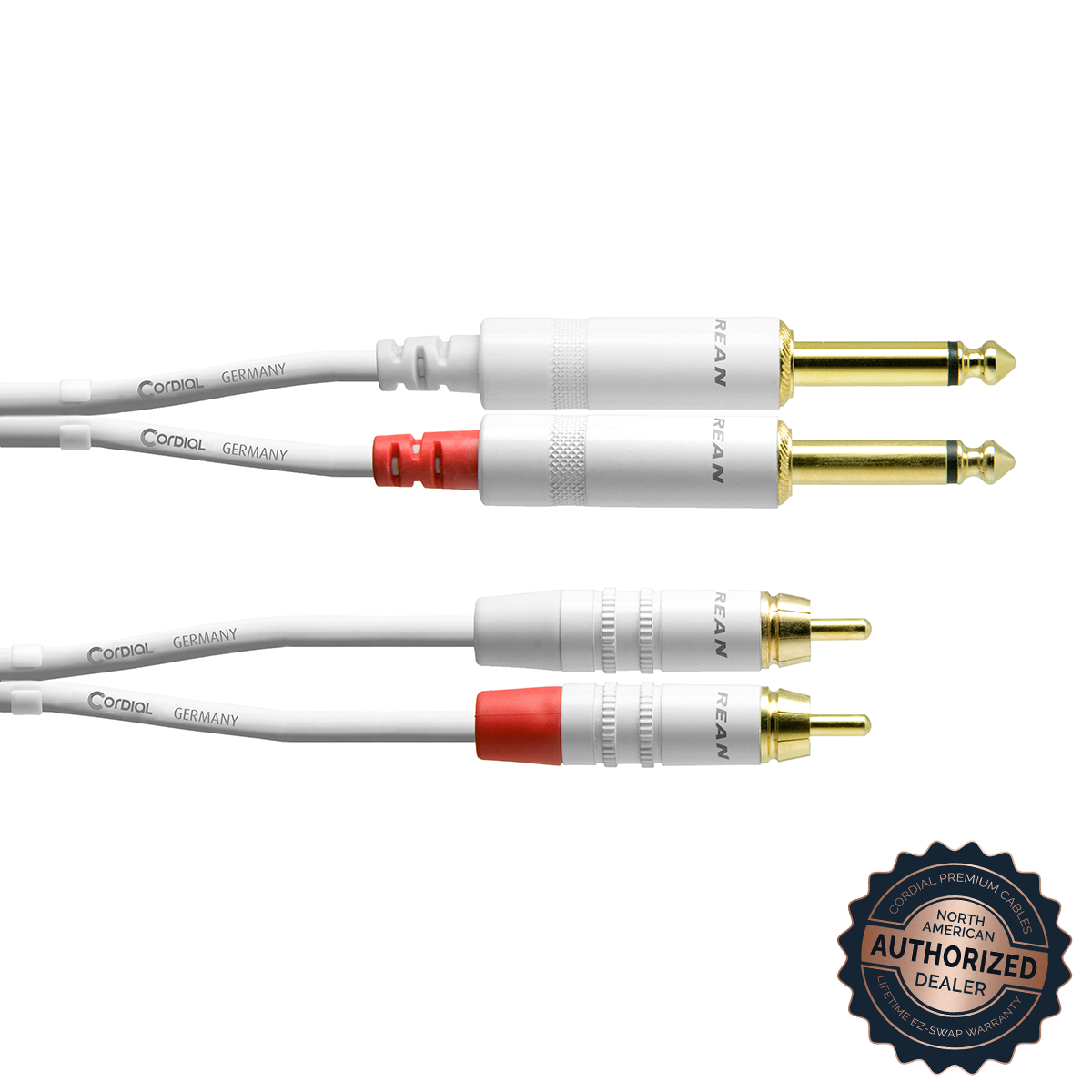 Cordial ESSENTIALS Unbalanced Dual-Mono Cable; White, 3ft.

SKU: CFU 0.9 PC - SNOW

(2x) 1/4" TS Male to (2x) RCA Male; White, 3ft. 