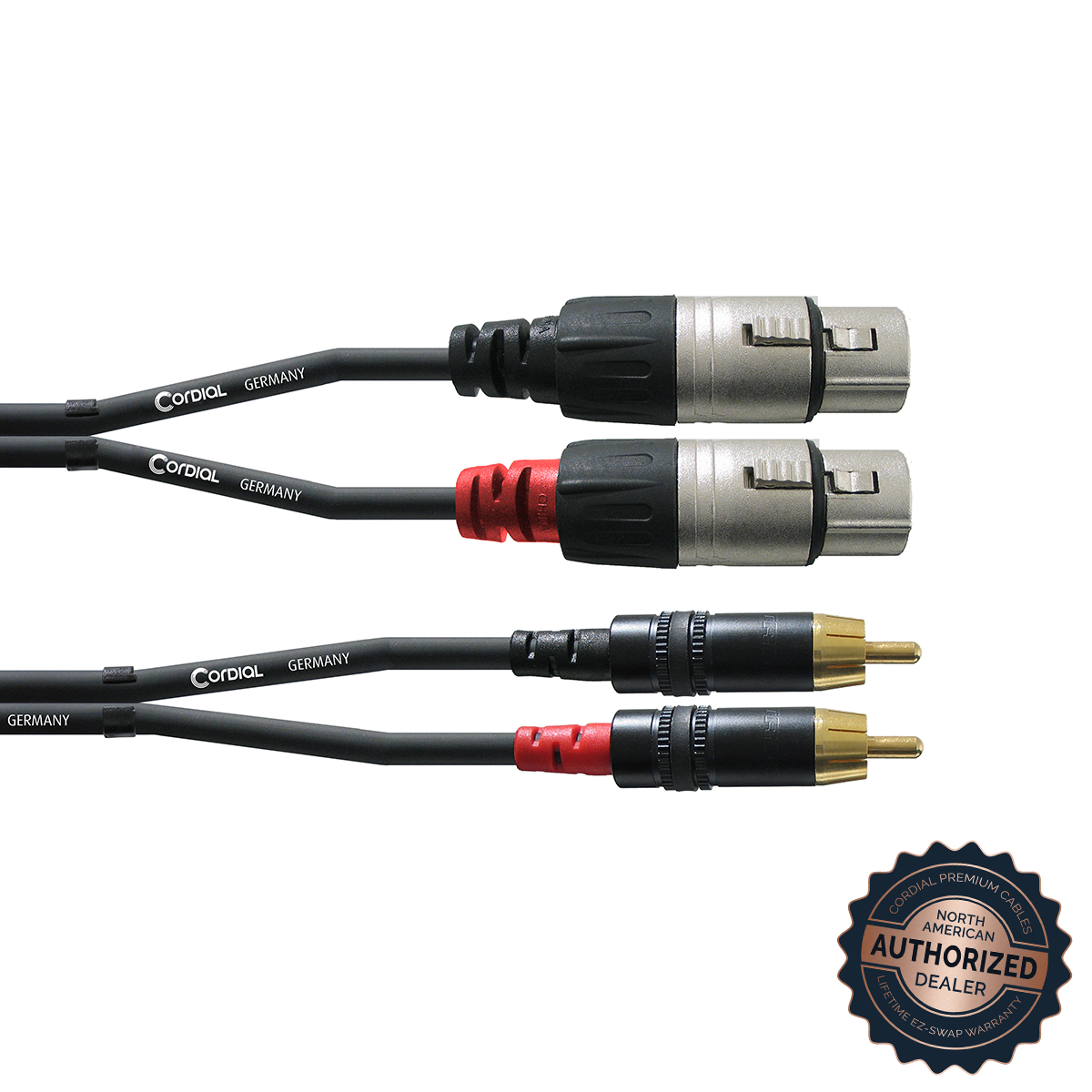 Cordial Unbalanced Dual-Mono Cable; 5ft.

SKU: CFU 1.5 FC

(2x) RCA Male to (2x) XLR Female; 5ft. 